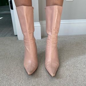 Pink leather boots
